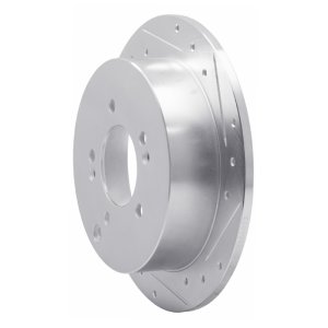 Hyundai Santa Fe Brake Rotor (1) - Rear Right - R1 Concepts - Drilled & Slotted - Silver - `01-`16